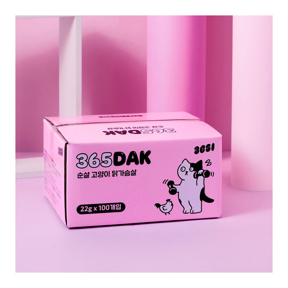 3651 365닭 부드러운 고양이 닭가슴살 간식 순살, 22g, 100개