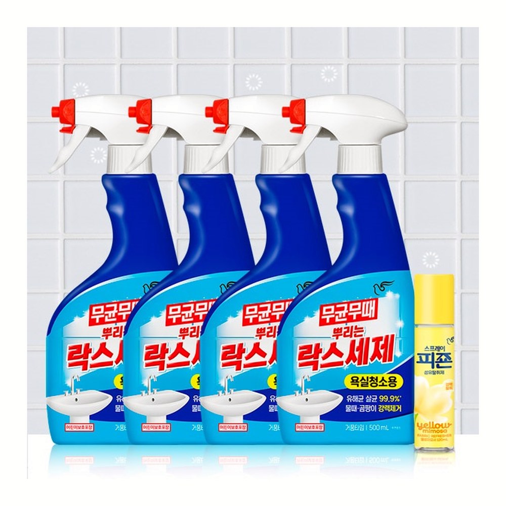 피죤 무균무때 뿌리는 락스세제 욕실청소용, 500ml, 4개