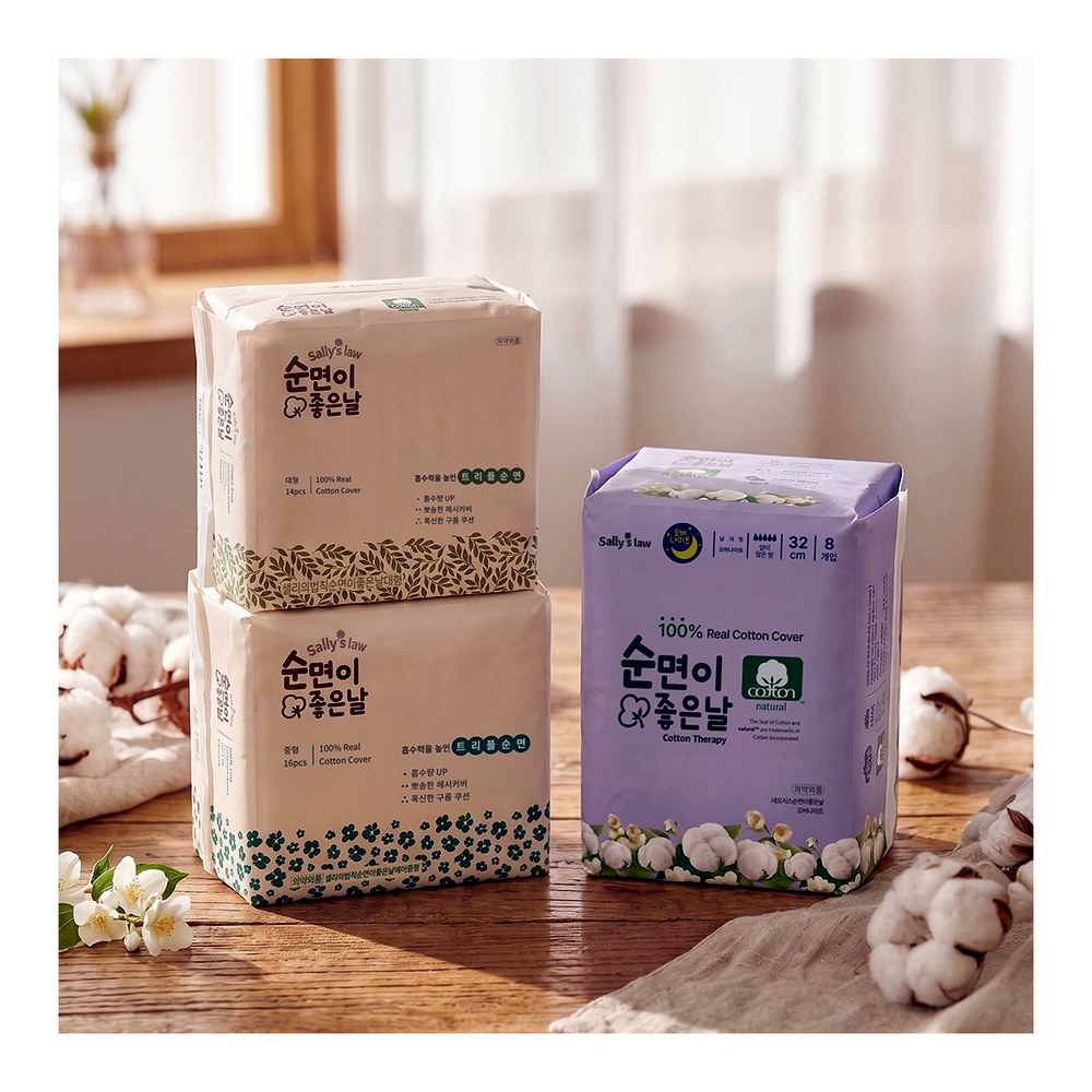 샐리의법칙 트리플 순면이좋은날 생리대, 중형, 16매, 5팩