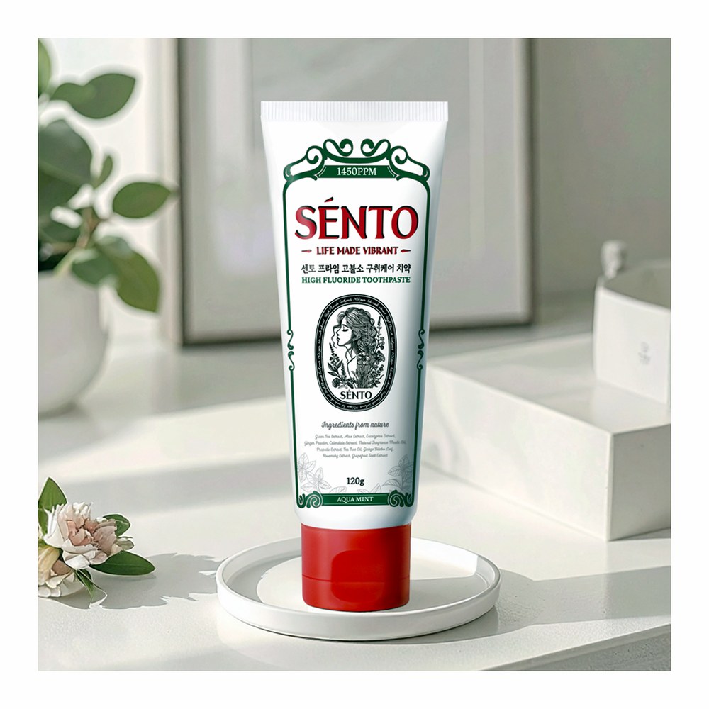 센토 프라임 고불소 구취케어 치약 아쿠아민트향, 120g, 4개