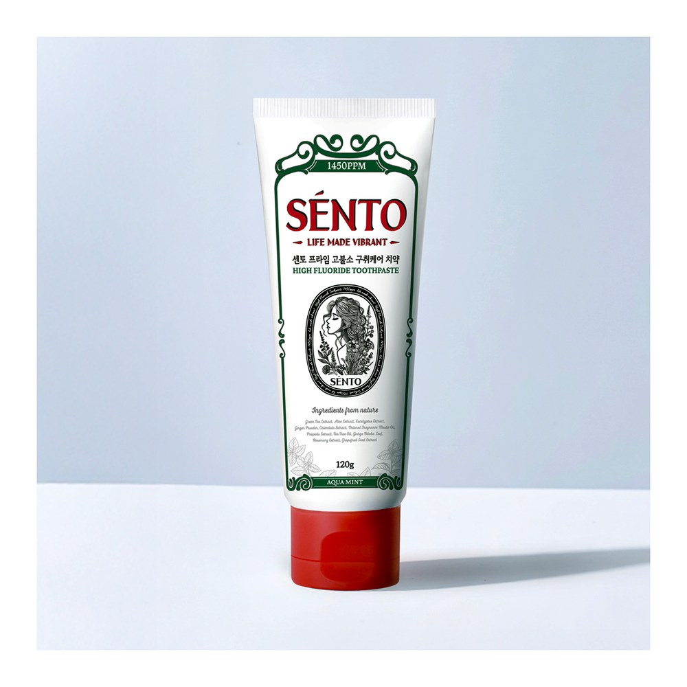 센토 프라임 고불소 구취케어 치약 아쿠아민트향, 120g, 4개