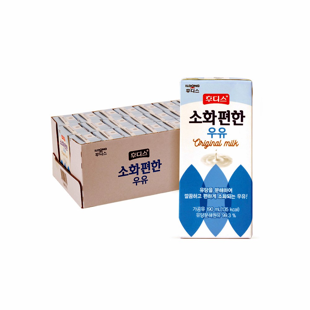 후디스 소화 편한 우유 오리지널, 190ml, 24개