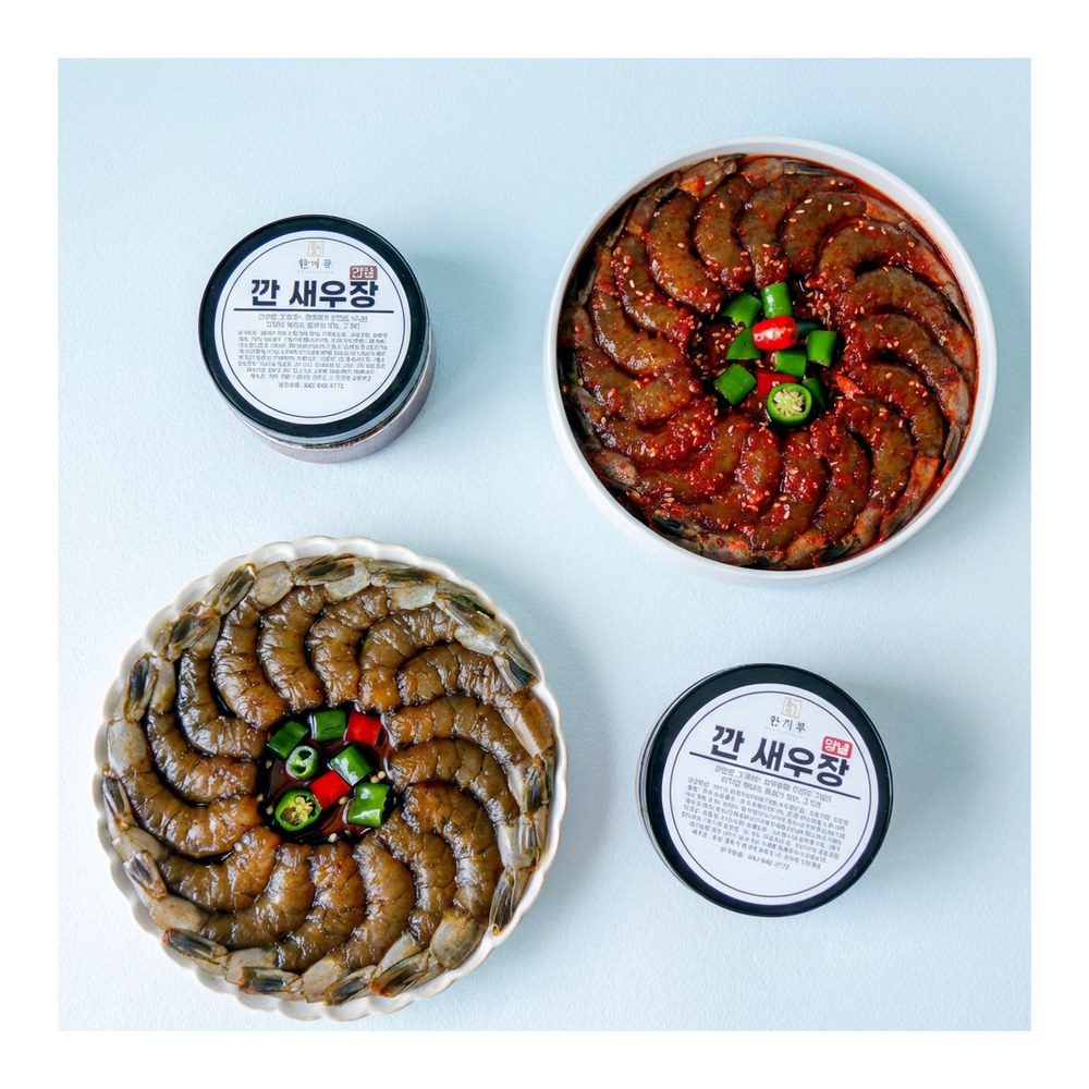 한끼루 깐새우장, 간장 350g 1개 + 양념 350g 1개, 2개