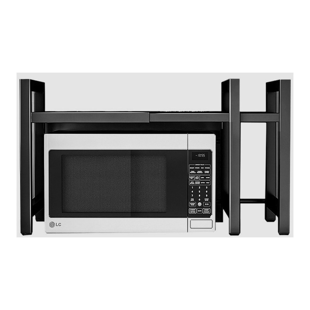 넓이 높이 조절식 전자레인지 선반, 블랙, 40-68cm, 1개