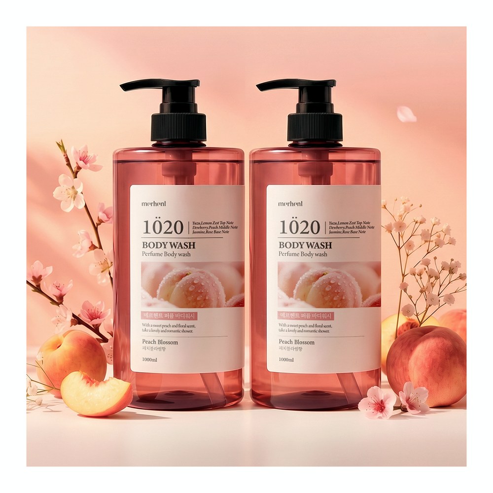 메르헨트 퍼퓸 대용량 바디워시, 피치블라썸, 1L, 2개