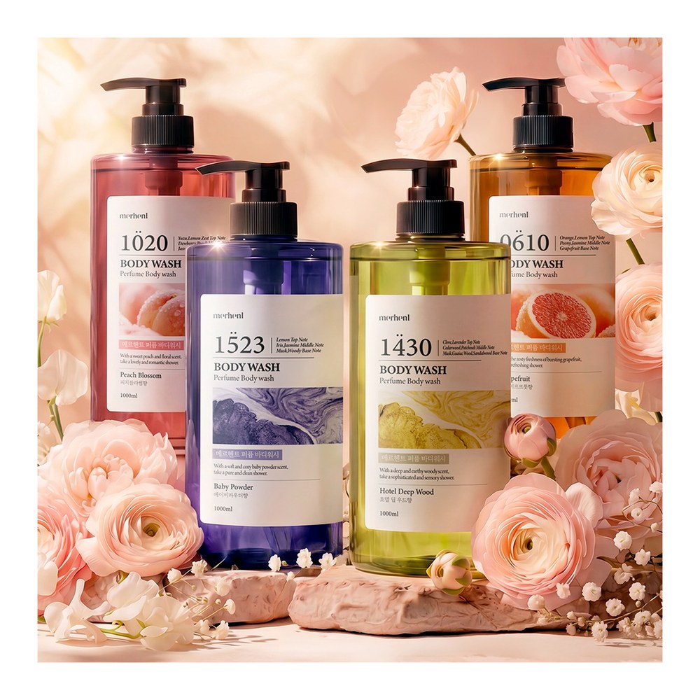 메르헨트 퍼퓸 대용량 바디워시, 피치블라썸, 1L, 2개