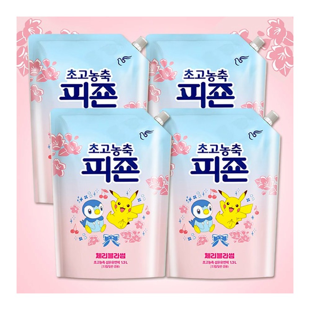초고농축 피죤 체리블라썸 섬유유연제, 1.3L, 4개