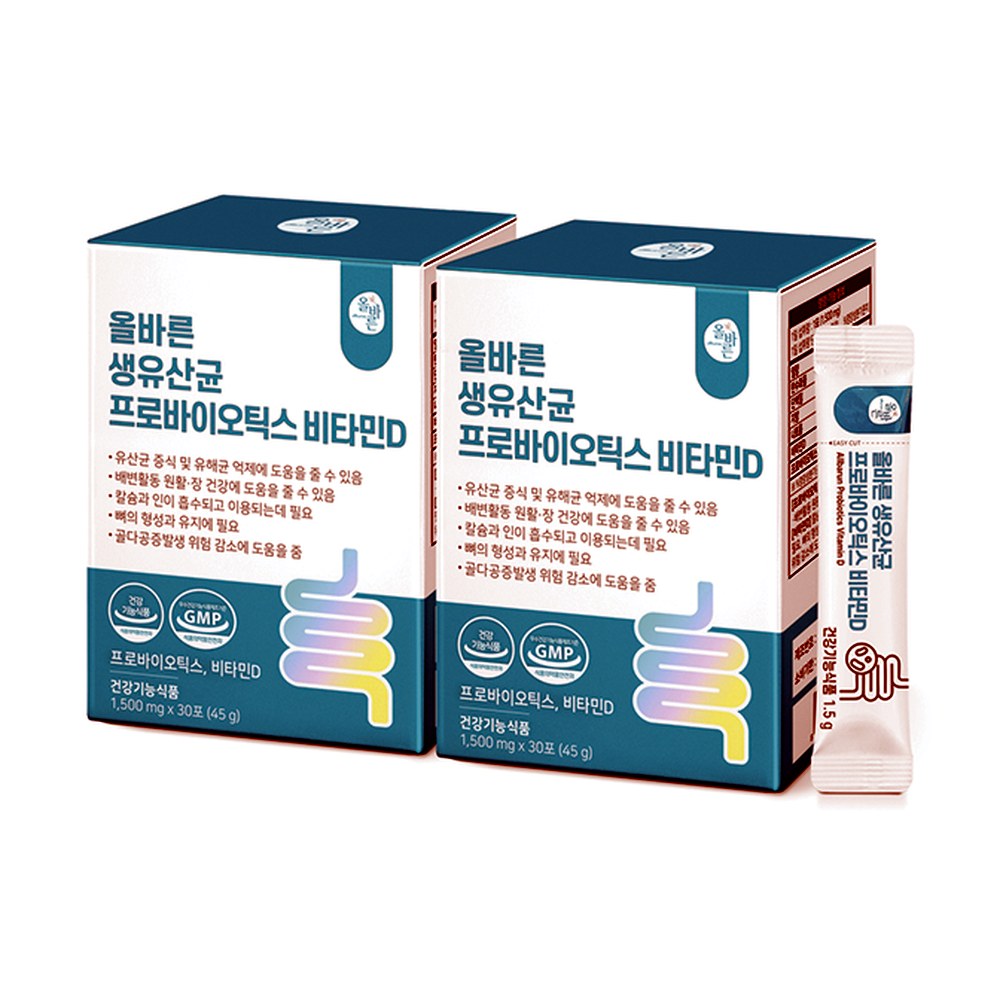 올바른 슈퍼 프로바이오틱스 생유산균 19 비타민D, 30포, 2박스