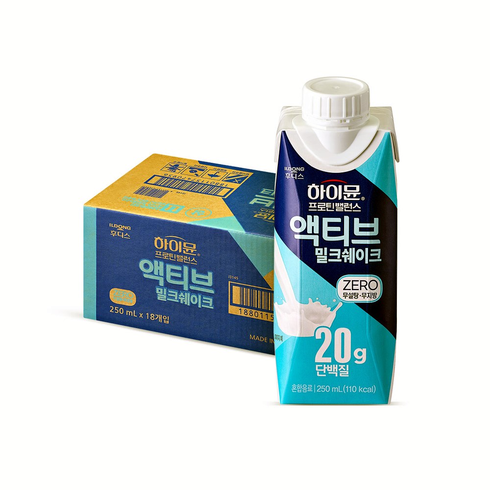 하이뮨 프로틴 밸런스 액티브 제로, 밀크쉐이크, 250ml, 18개