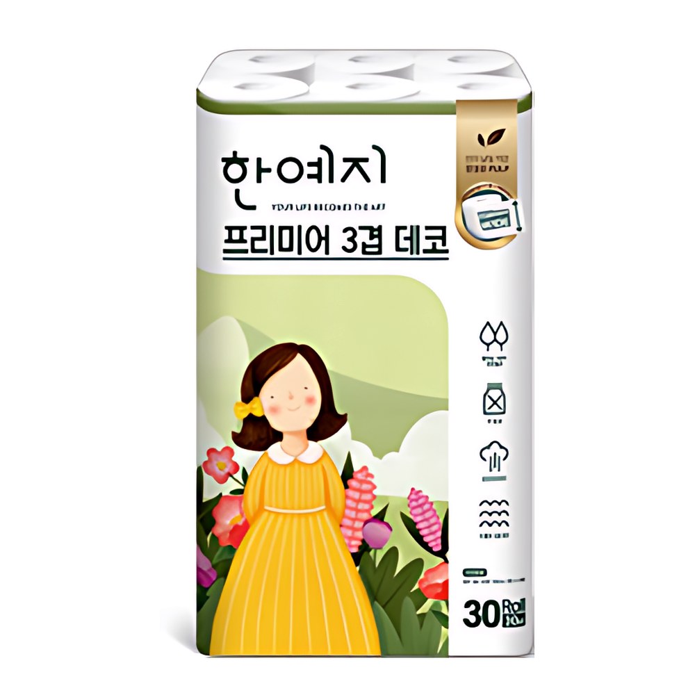 한예지 페르니 도톰 순수 3겹 화장지, 30m, 30롤입, 2개