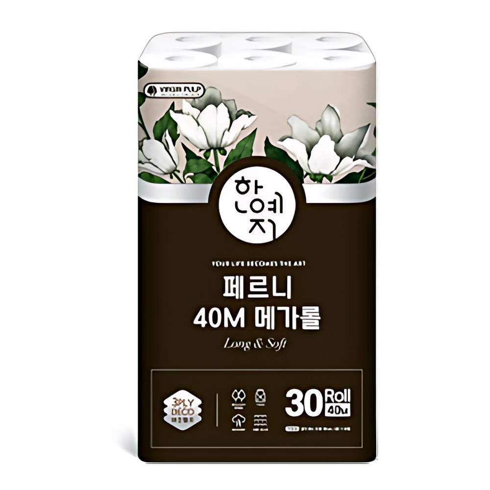 한예지 페르니 도톰 순수 3겹 화장지, 30m, 30롤입, 2개