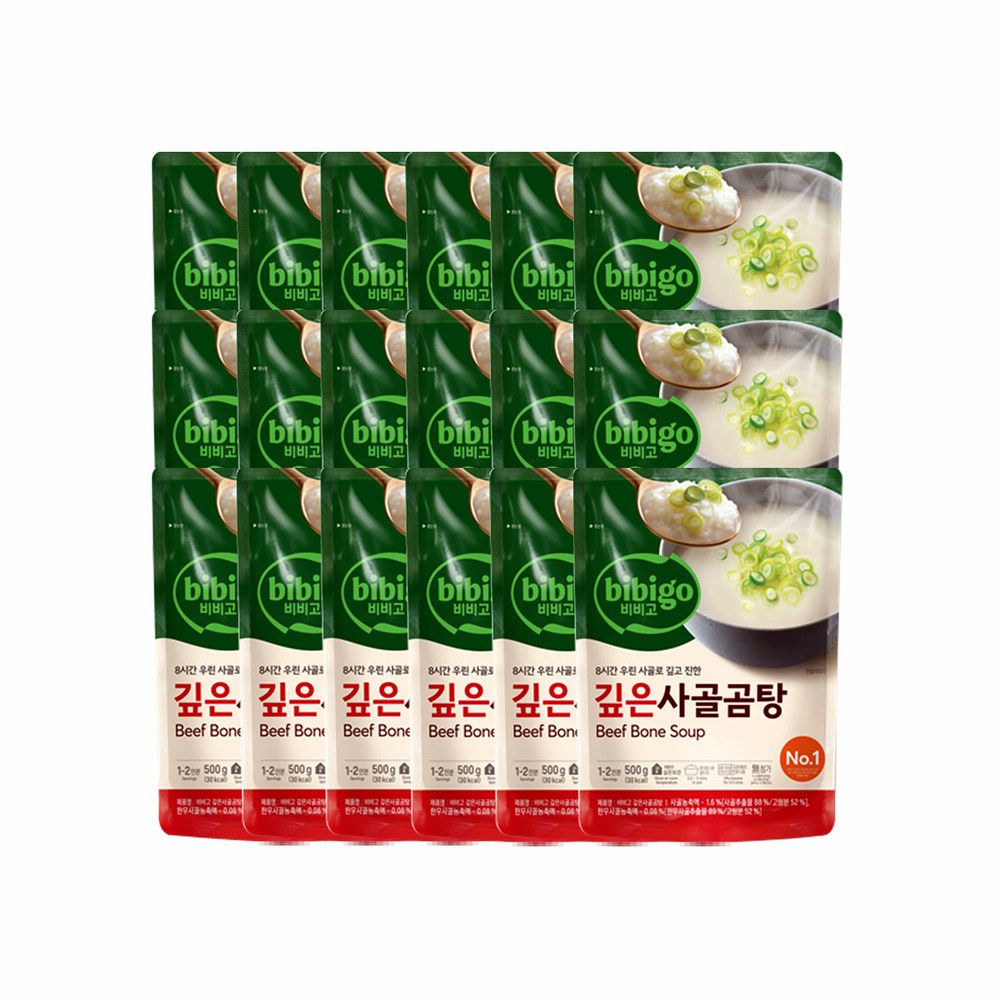 비비고 깊은사골곰탕, 500g, 18봉