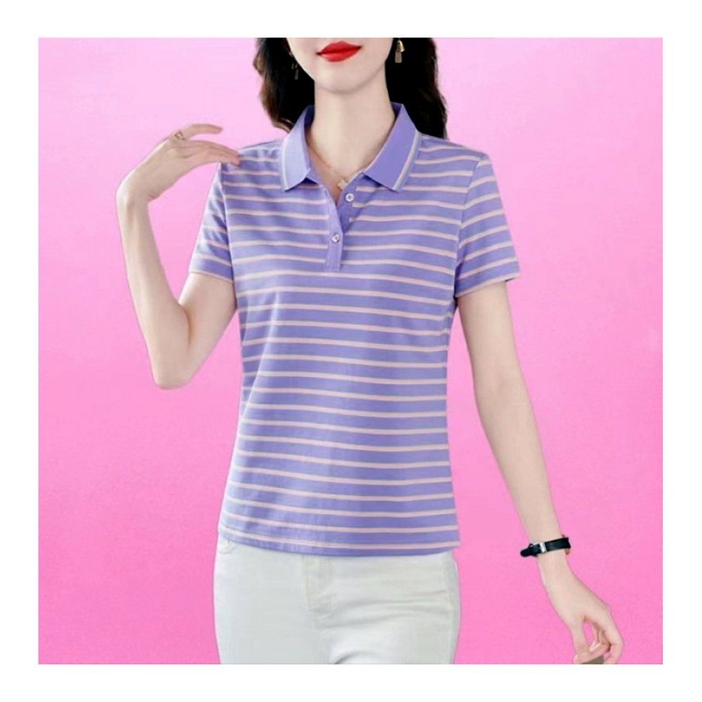 77우먼스 라인루트 티셔츠, 보라, 3XL(88), 1개
