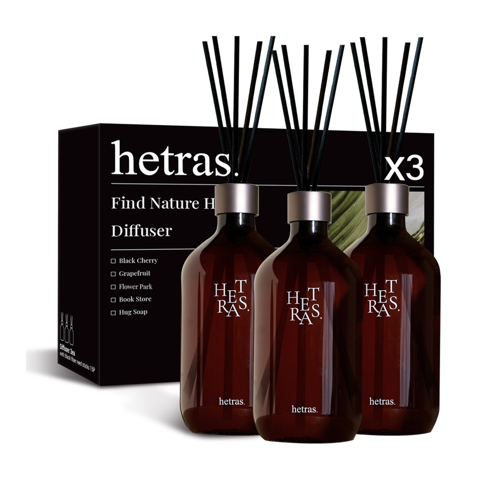 헤트라스 프리미엄 대용량 디퓨저 500mlx3개 선물세트 실내방향제 인테리어 호텔우드