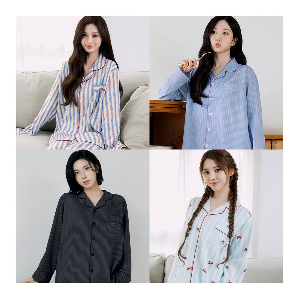 [엔믹스 PICK] 도씨 26FW 긴팔 카라 커플 잠옷 세트 남녀공용 홈웨어 27종