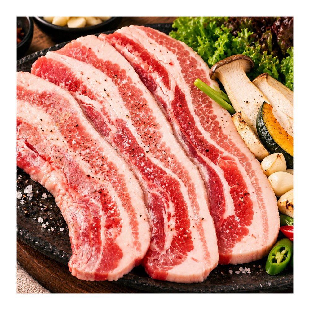 육중대 듀록 흑돼지 삼겹살, 500g, 4개