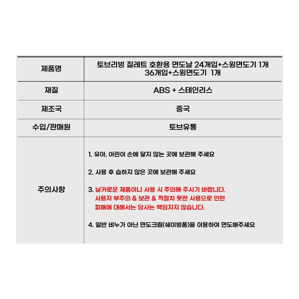 토브리빙 질레트 호환용 면도날 프로글라이드 5중, 블랙, 36개입 + 스윙면도기, 1개