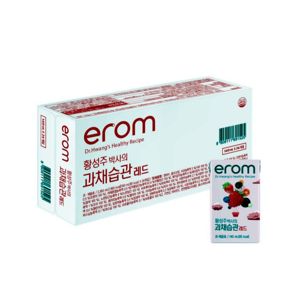 이롬 황성주박사의 과채습관, 레드, 140ml, 24개