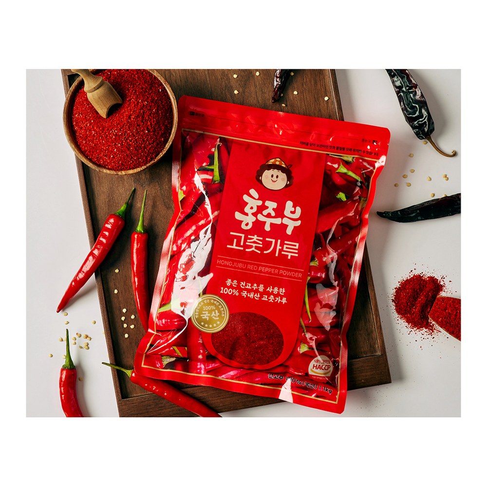 홍주부 국내산 고춧가루, 일반굵기, 보통매운맛, 1kg, 1개