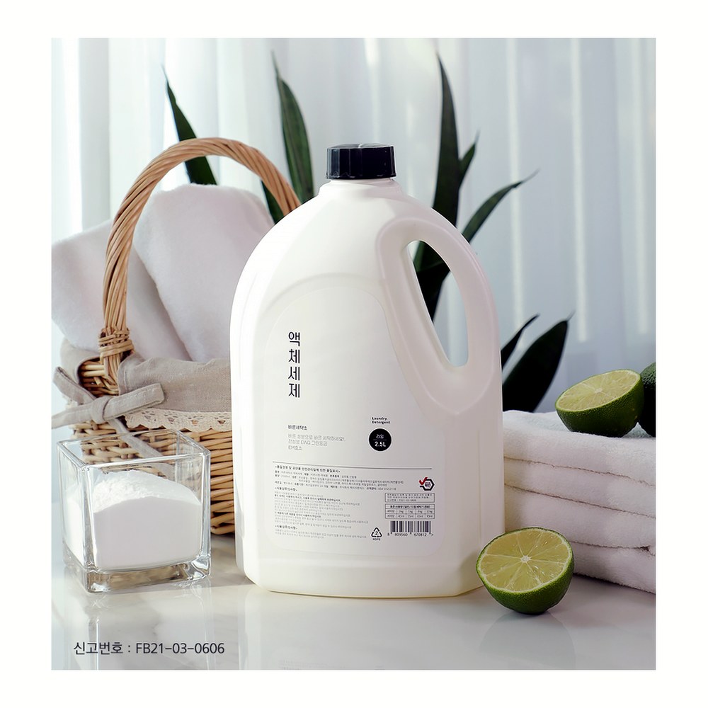 바른세탁소 액체세제 라임향, 2.5L, 4개