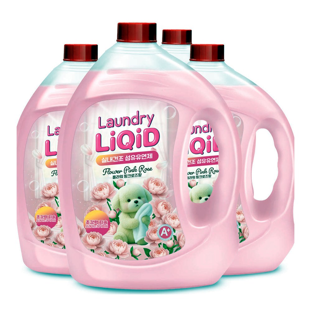 리퀴드 핑크로즈 섬유유연제, 2.5L, 4개