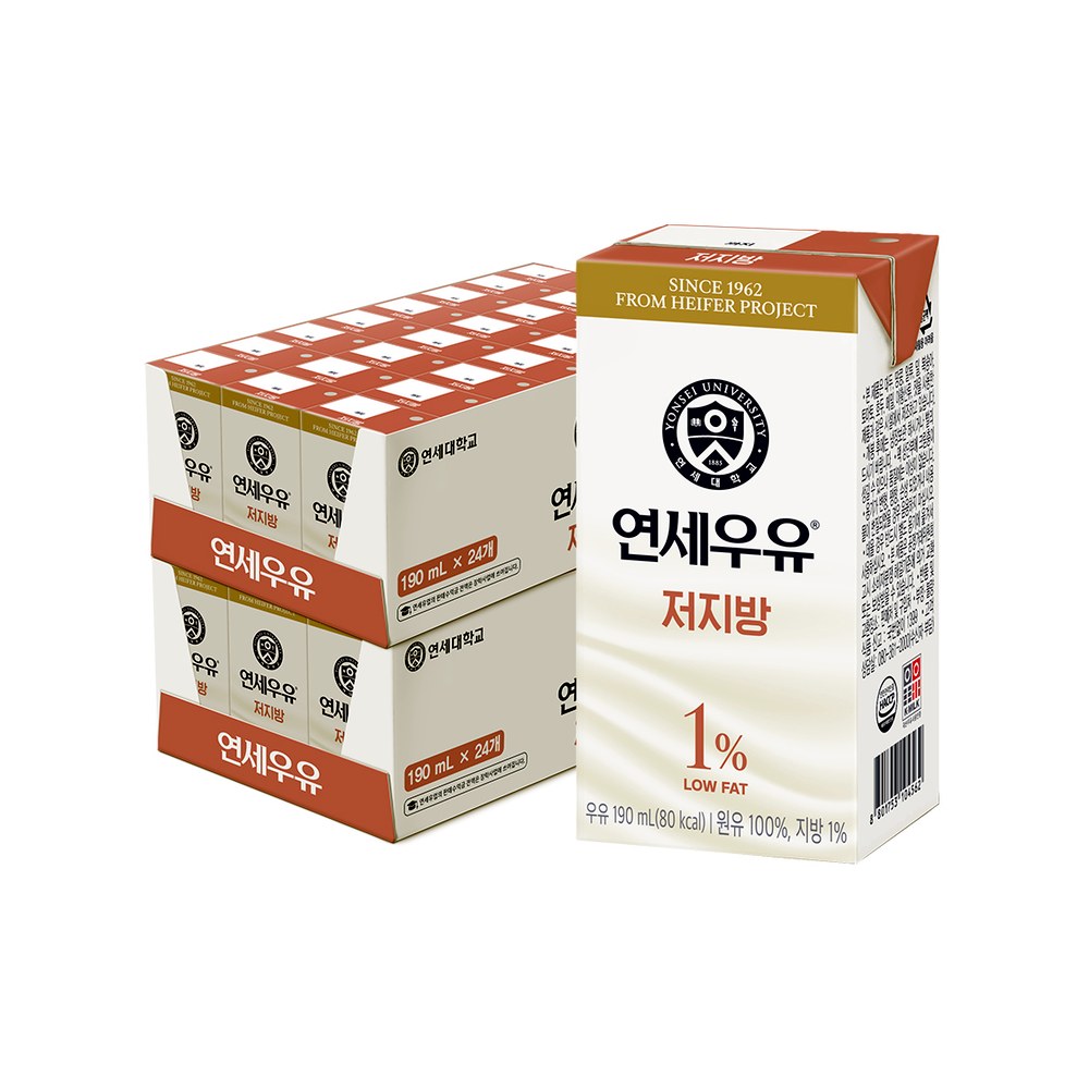 연세우유 저지방 우유, 190ml, 48개