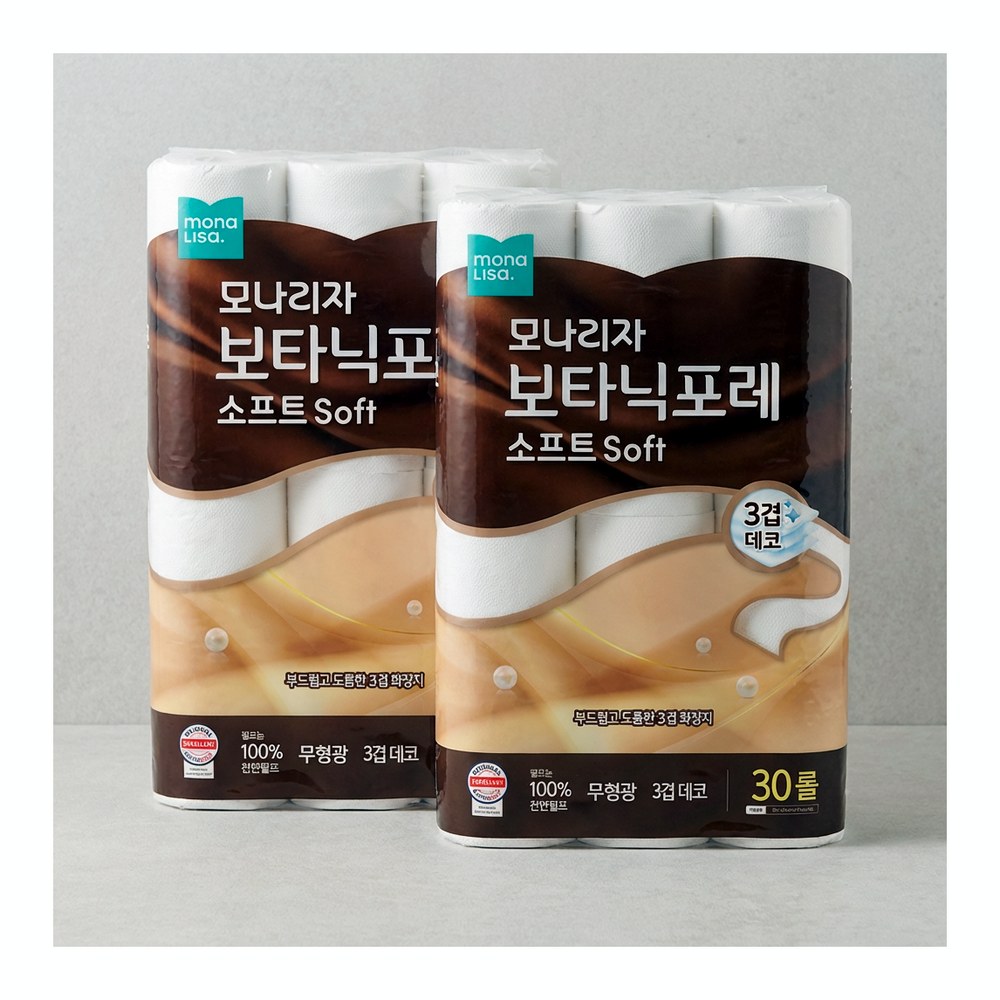 모나리자 보타닉포레 소프트 화장지, 3겹, 30m, 30롤, 2팩