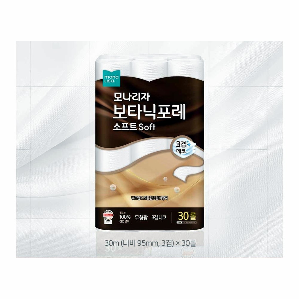 모나리자 보타닉포레 소프트 화장지, 3겹, 30m, 30롤, 2팩