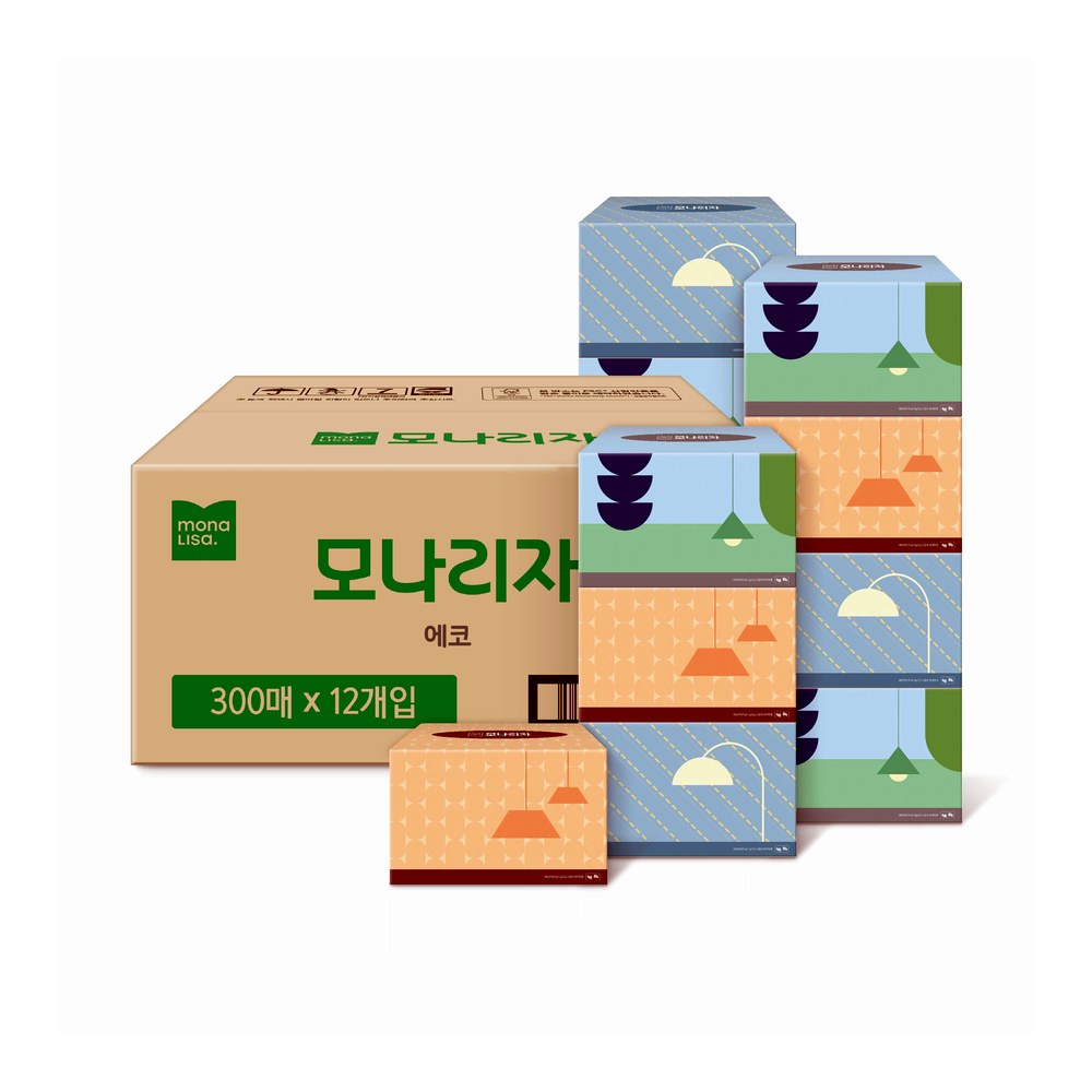 모나리자 에코 미용티슈, 300매, 12입, 1박스