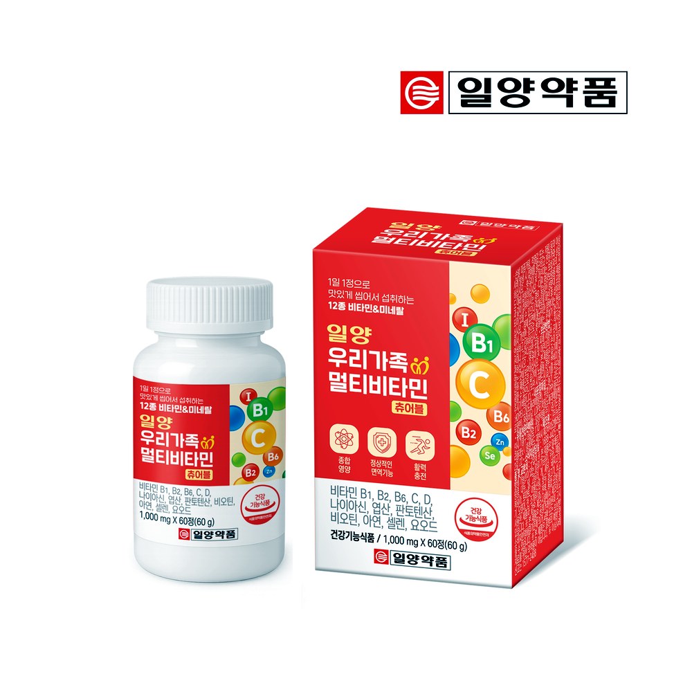일양약품 우리가족 멀티비타민 츄어블, 60정, 2개