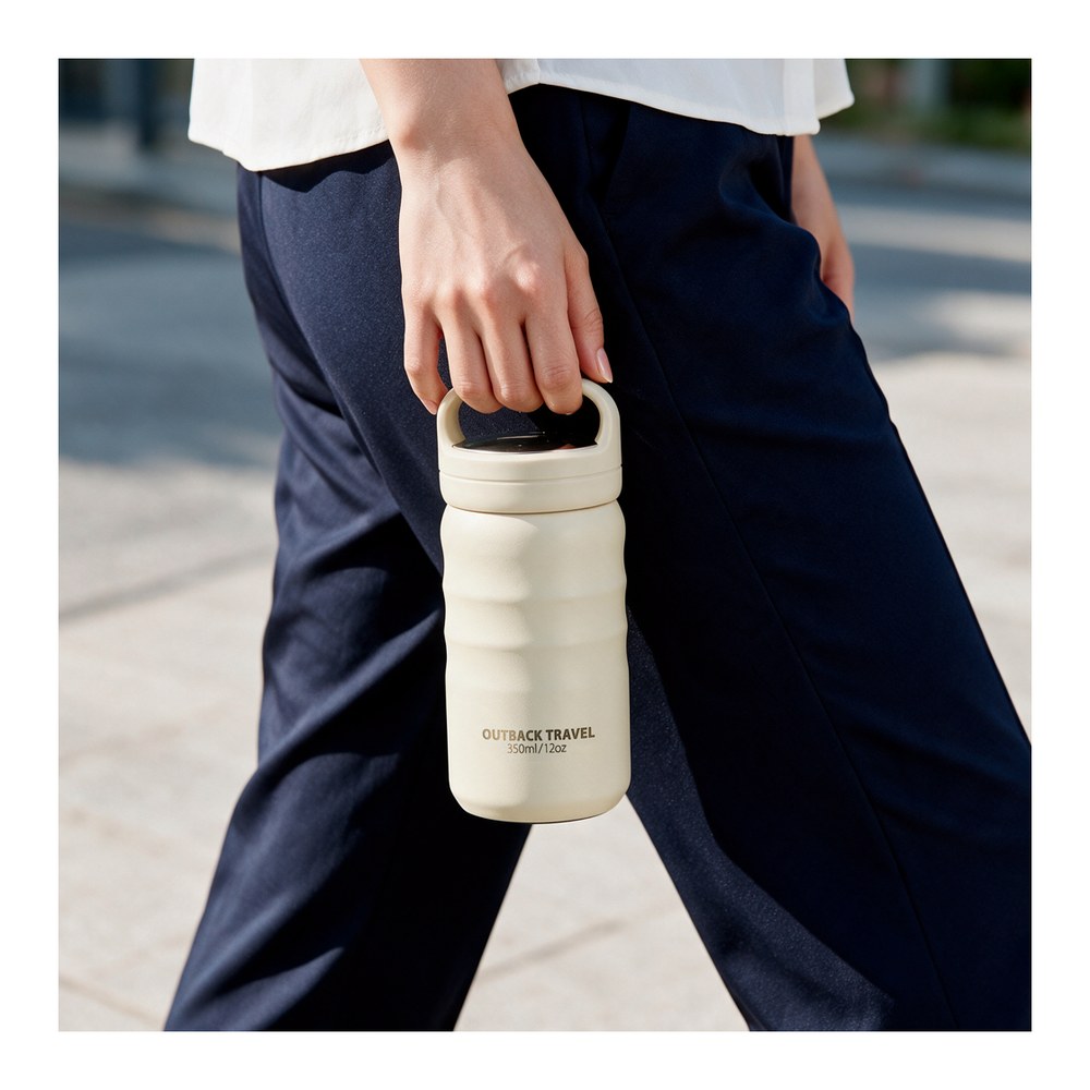 오슬로 아웃백 트래블 스텐 손잡이 보온 보냉 텀블러 350ml, 아이보리
