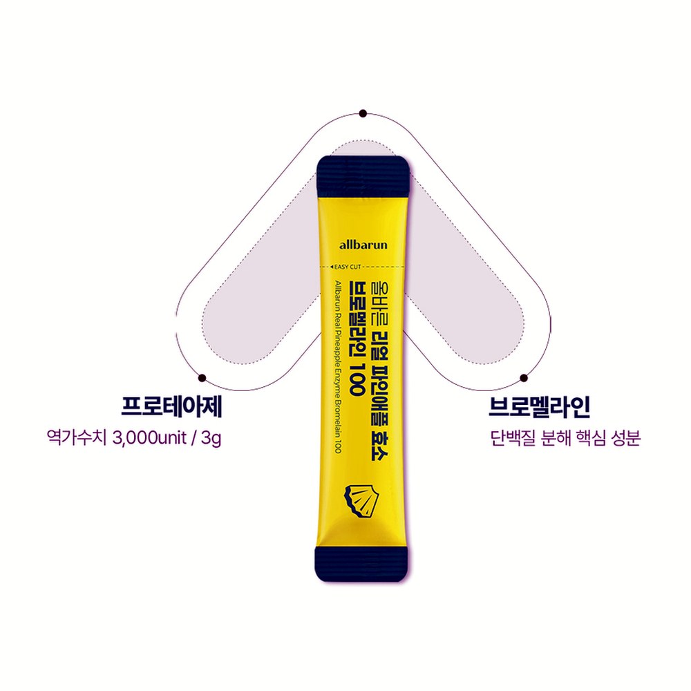 올바른 리얼 파인애플 효소 브로멜라인 100, 3g, 30포, 4개