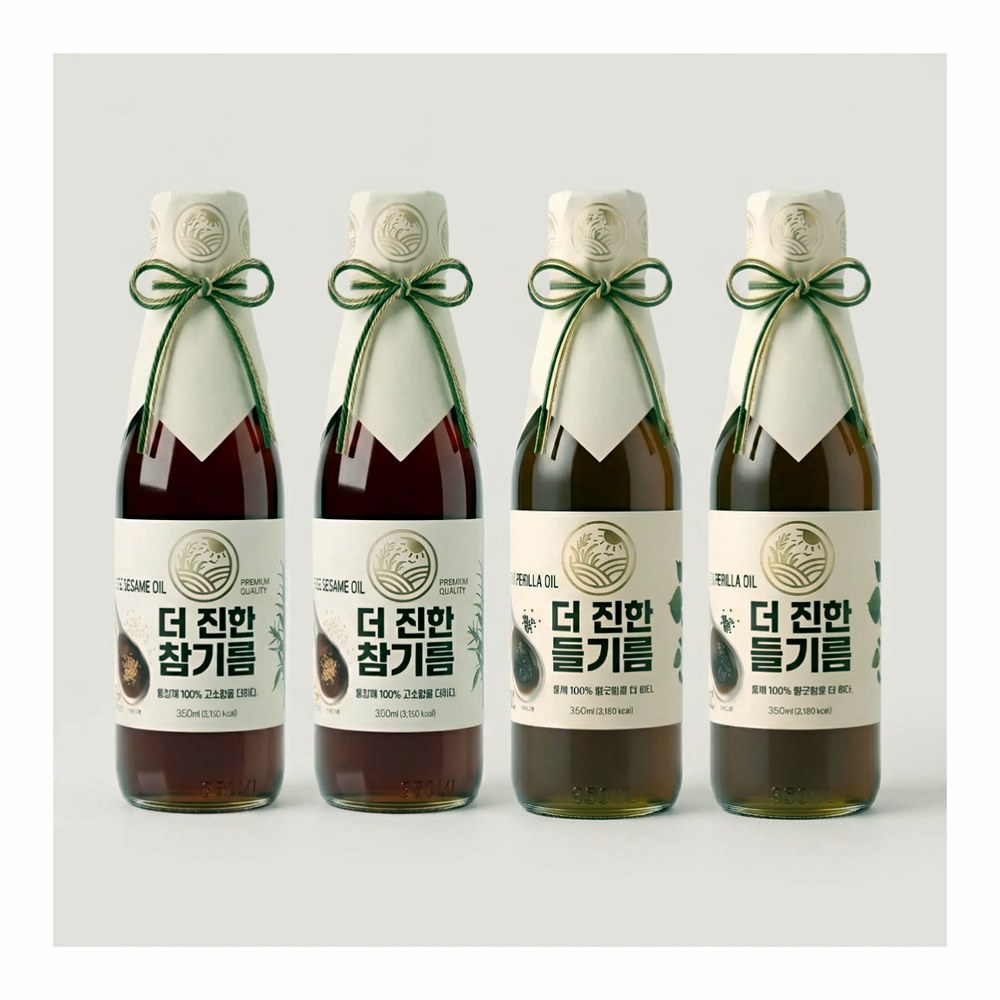 들녘 전통압착 더 진한 통참깨100퍼센트 참기름 + 통들깨100퍼센트 들기름, 350ml, 2병, 2세트