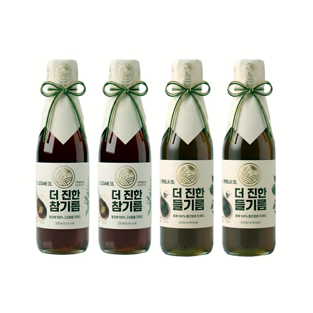 들녘 전통압착 더 진한 통참깨100퍼센트 참기름 + 통들깨100퍼센트 들기름, 350ml, 2병, 2세트