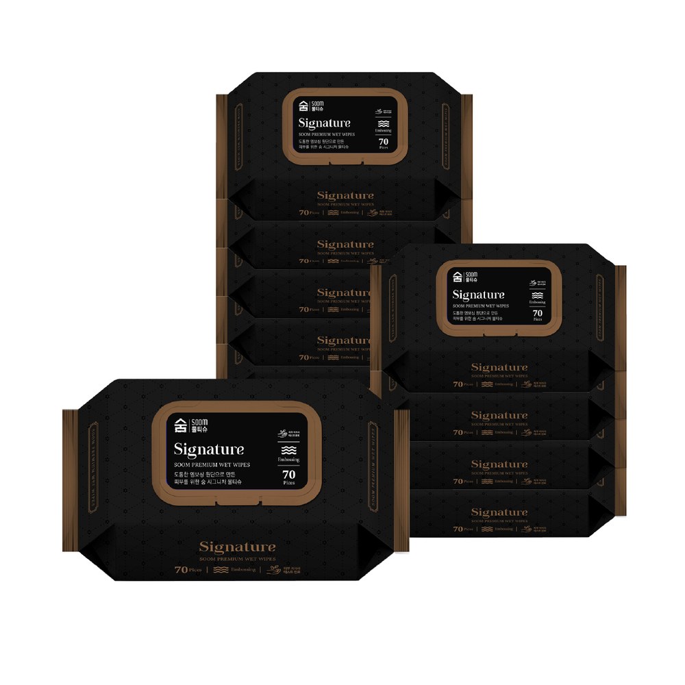 숨 시그니처 물티슈, 63gsm, 70매, 10팩